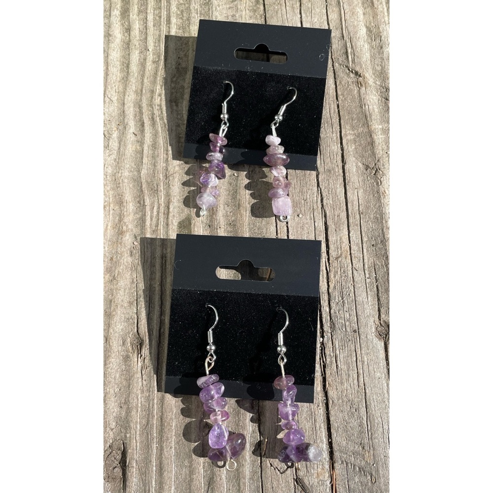 Amethyst Chip Crystal Earrings | Hand Crafted